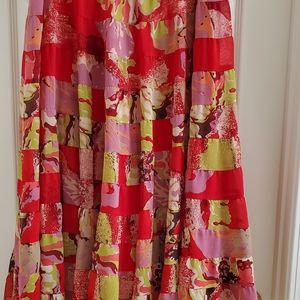 Coldwater Creek Women's Maxi Lined Floral Skirt Tretch Sz PM RN 98516